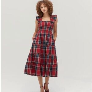 HILL HOUSE HOME Ellie Nap Dress Red Tartan Plaid Size M Midi